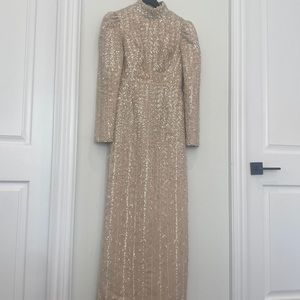 Designer Custom Evening gown | Invisible Slit | Fits Sizes 6-8 |